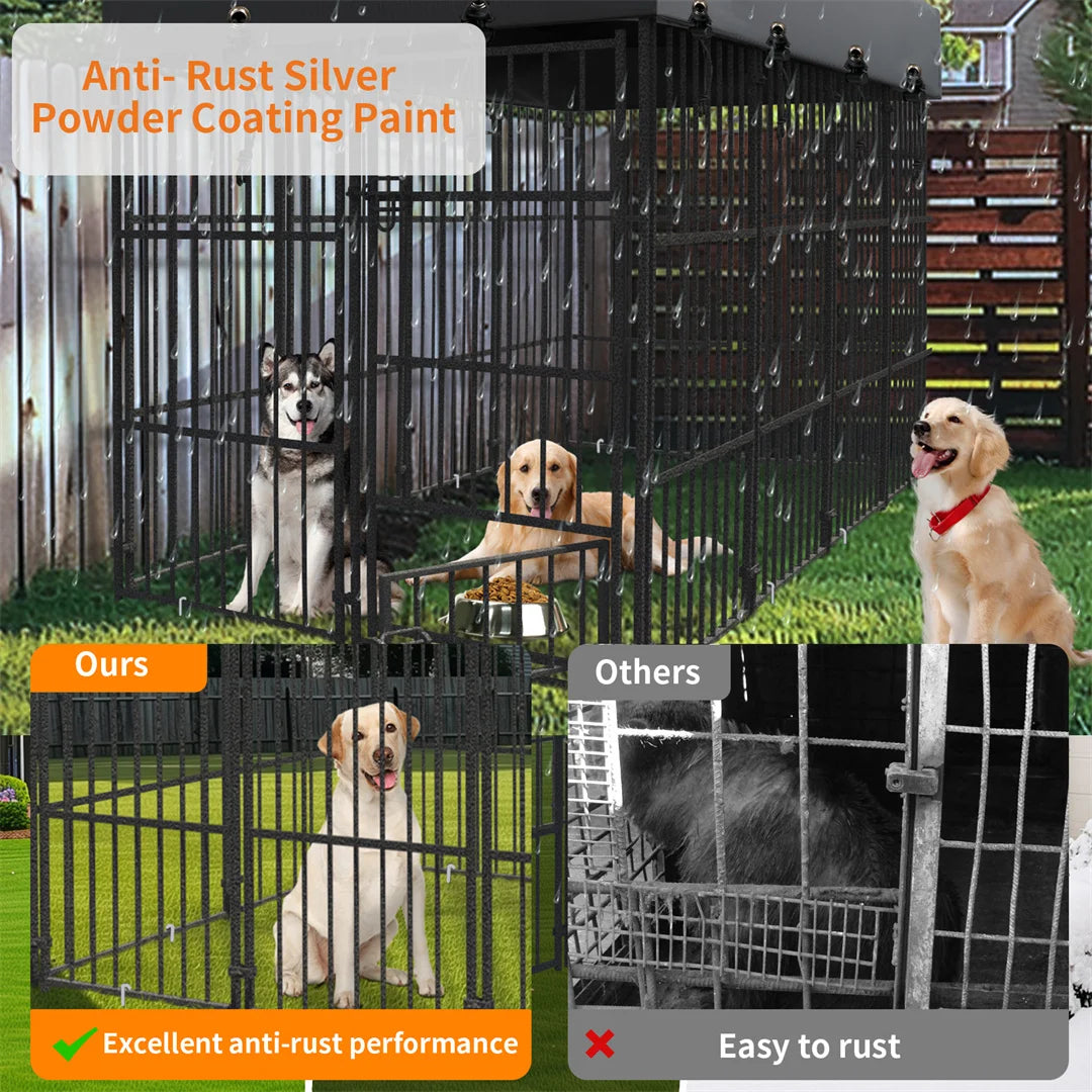 Heavy Duty Kennel, Welded Metal Playpen 64.9”, Large Animal Cage for Outdoor And Indoor Use