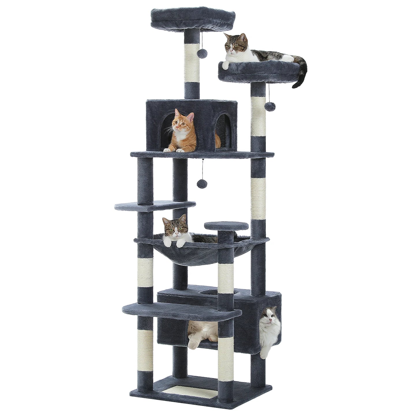 Large Cat Tree and Tower for Indoor Cats With Sisal-Covered Scratching Posts Spacious Hammock Padded Perches and Condos