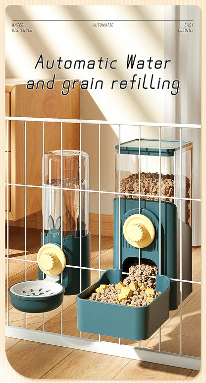Automatic Pet Bowls Cage Hanging Feeder Dog Water Bottle Food Container Dispenser Bowl for Puppy or Cats
