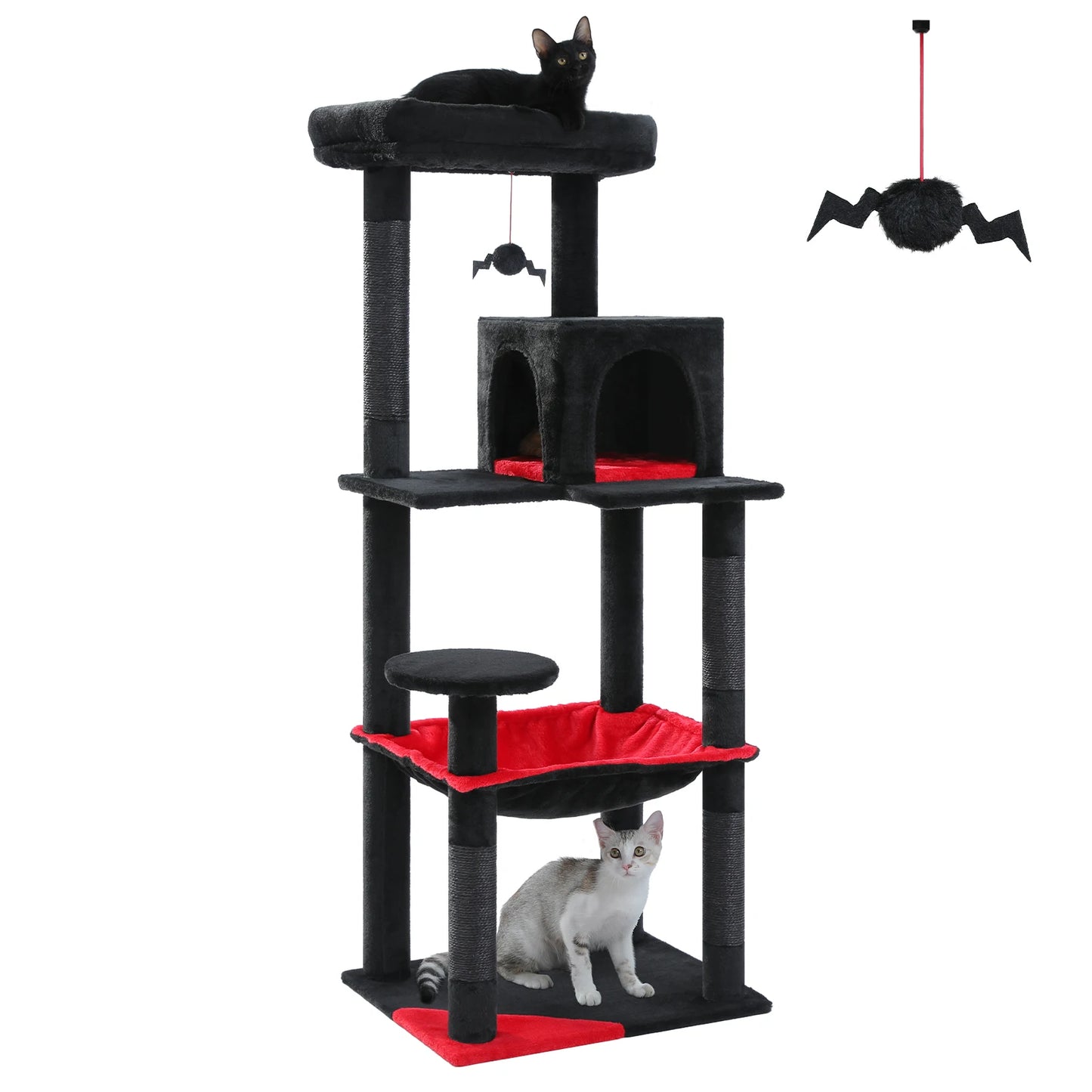 Cat Tree for Indoor Cats 5-Level Cat Tower for Large Cats with Large Hammock Sisal Covered Scratching Posts