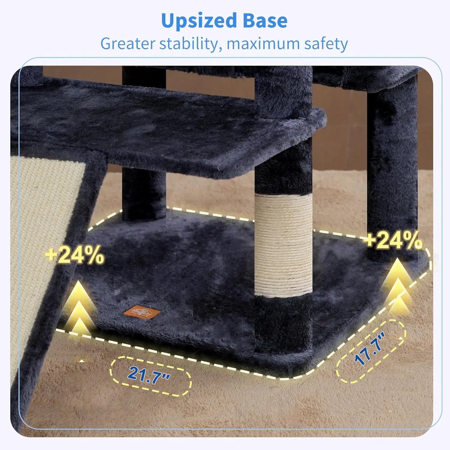 80-Inch Multi-Level Cat Tower for Large Indoor Cats with Spacious Perches, Scratching Board, and Caves