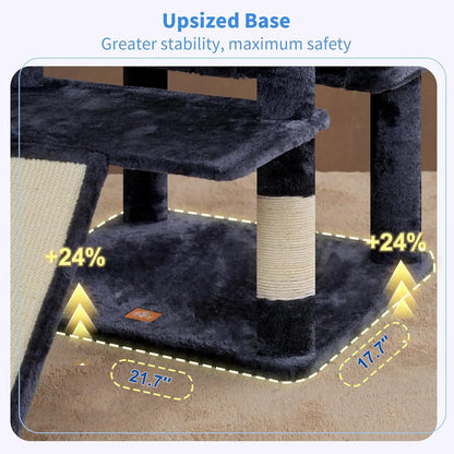 80-Inch Multi-Level Cat Tower for Large Indoor Cats with Spacious Perches, Scratching Board, and Caves
