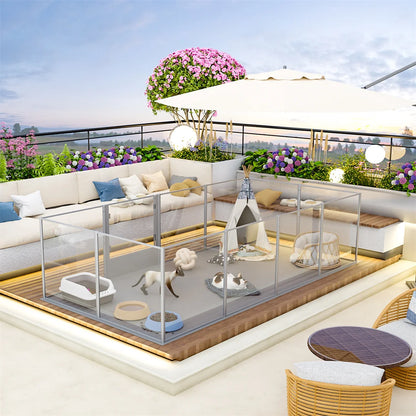 180cm Whelping Playpen, Clear Acrylic Dog Playpen with Waterproof Fertility Pad for Pets