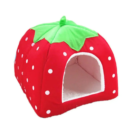 Soft Strawberry Leopard Dog or Cat House / Cave