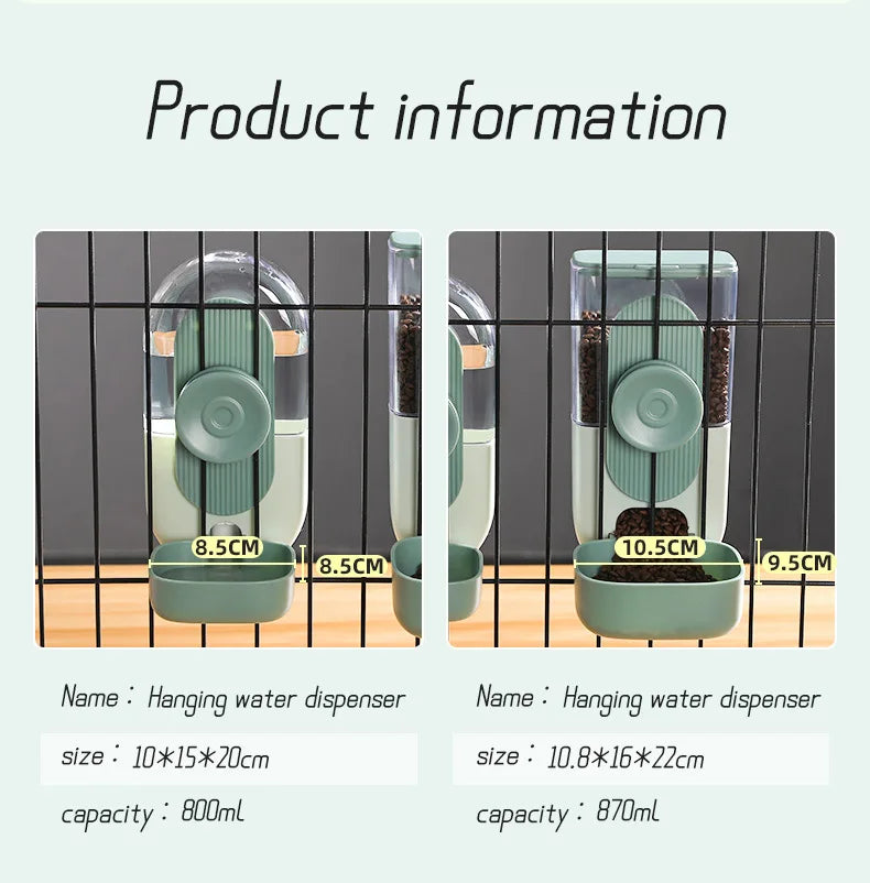 Automatic Pet Bowls Cage Hanging Feeder Dog Water Bottle Food Container Dispenser Bowl for Puppy or Cats