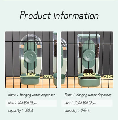 Automatic Pet Bowls Cage Hanging Feeder Dog Water Bottle Food Container Dispenser Bowl for Puppy or Cats