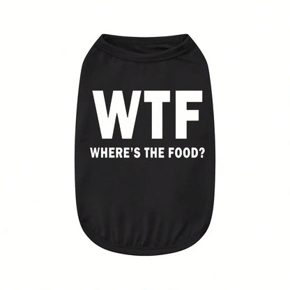 1pc Letter Print Dog Vest Tank Top, Featuring A Playful 'Where's The Food' Back Print
