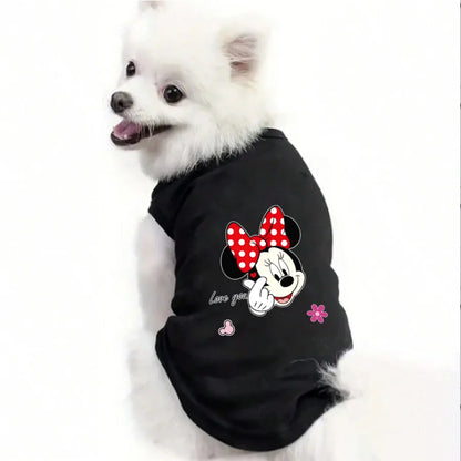 1pc Playful Minnie print pet vest, soft and breathable pet sleeveless T-shirt