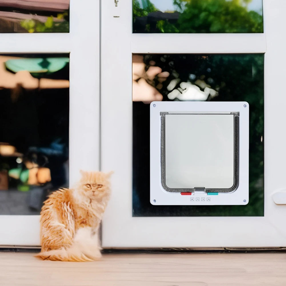 Puppy or Kitten Safety In&out Pet Door with 4 Way Security Lock Dog Cat Flap Door Cat Puppy Safety Gate Pet Doors and Sliding Door