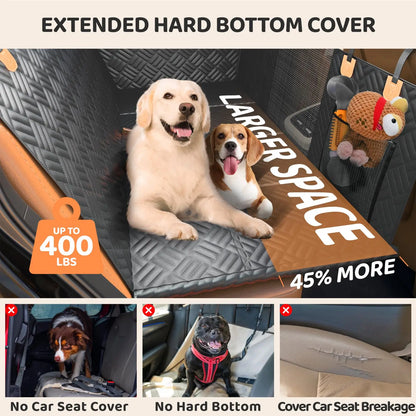 Car Rear Seat Dog Seat Cover, Hard Bottom Rear Seat Extender, Anti-Scratch, Washable