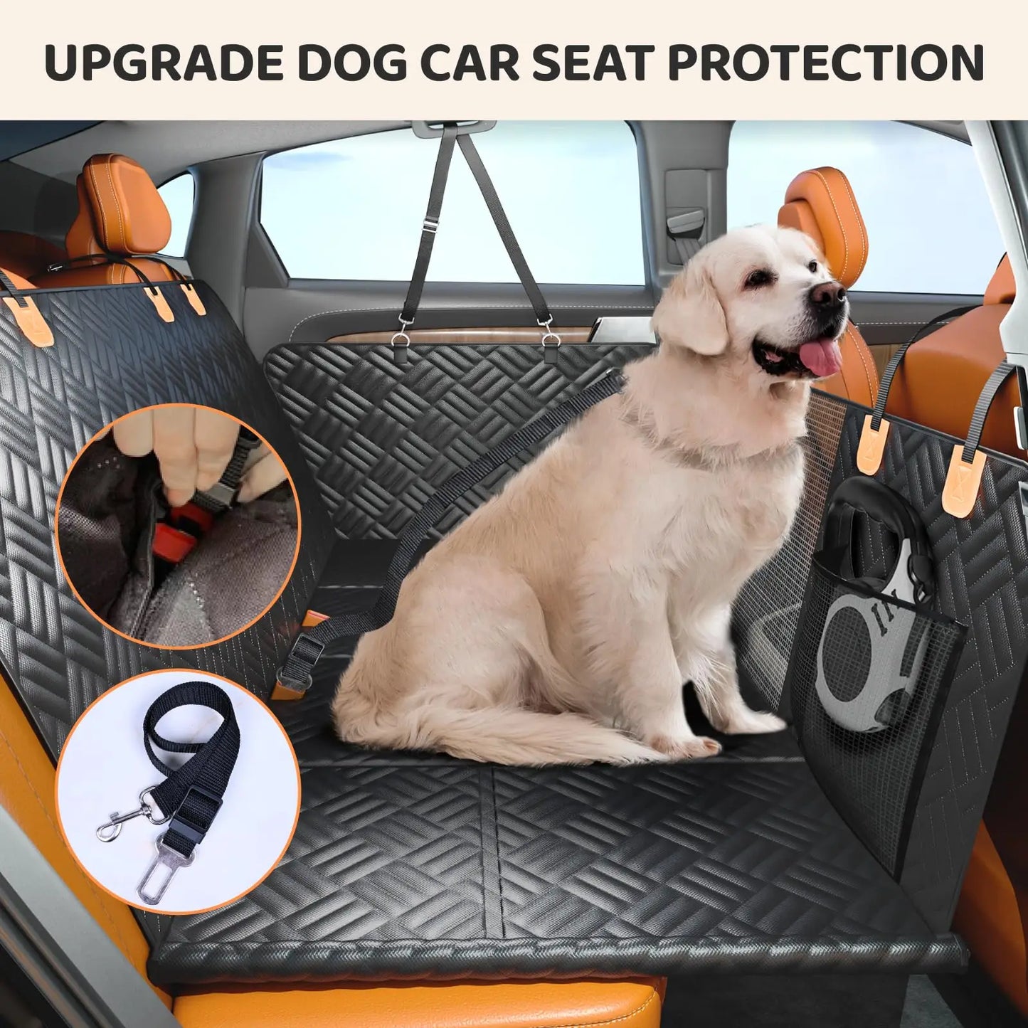 Car Rear Seat Dog Seat Cover, Hard Bottom Rear Seat Extender, Anti-Scratch, Washable