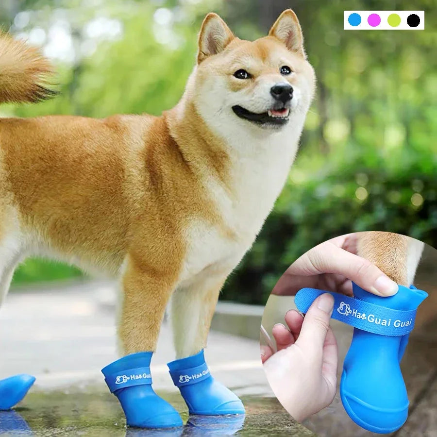 Pet Dog Rainshoes Waterproof Silicone Dog Shoes Anti-skid Boots For Small, Medium & Large Dogs or Cats