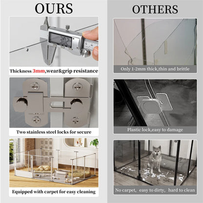 180cm Whelping Playpen, Clear Acrylic Dog Playpen with Waterproof Fertility Pad for Pets