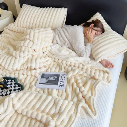 ROSEKIND Blankets 3 Size for Bed, Soft & Warm Fleece Throw, Decorative and striped flannel fleece blanket