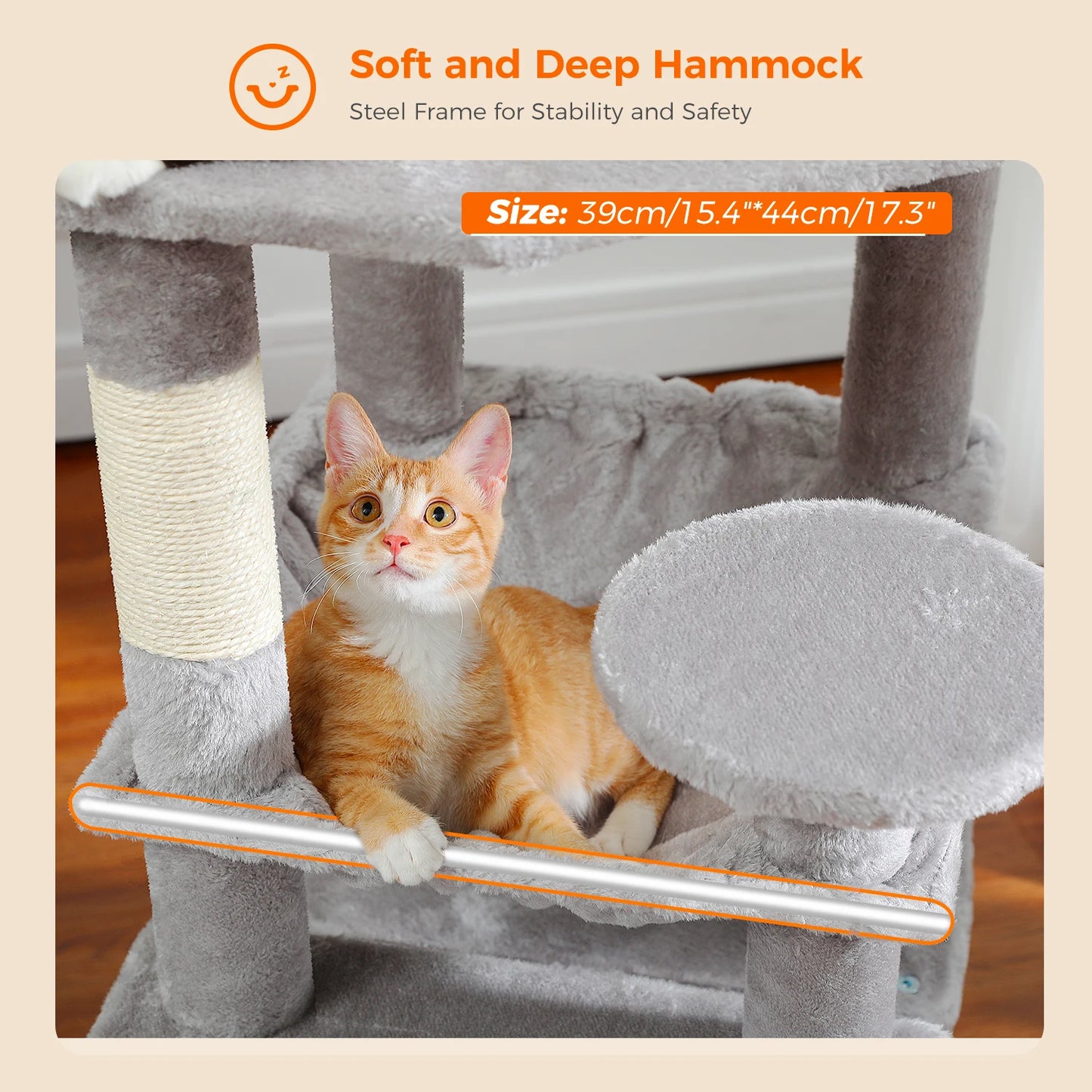 Large Cat Tree and Tower for Indoor Cats With Sisal-Covered Scratching Posts Spacious Hammock Padded Perches and Condos