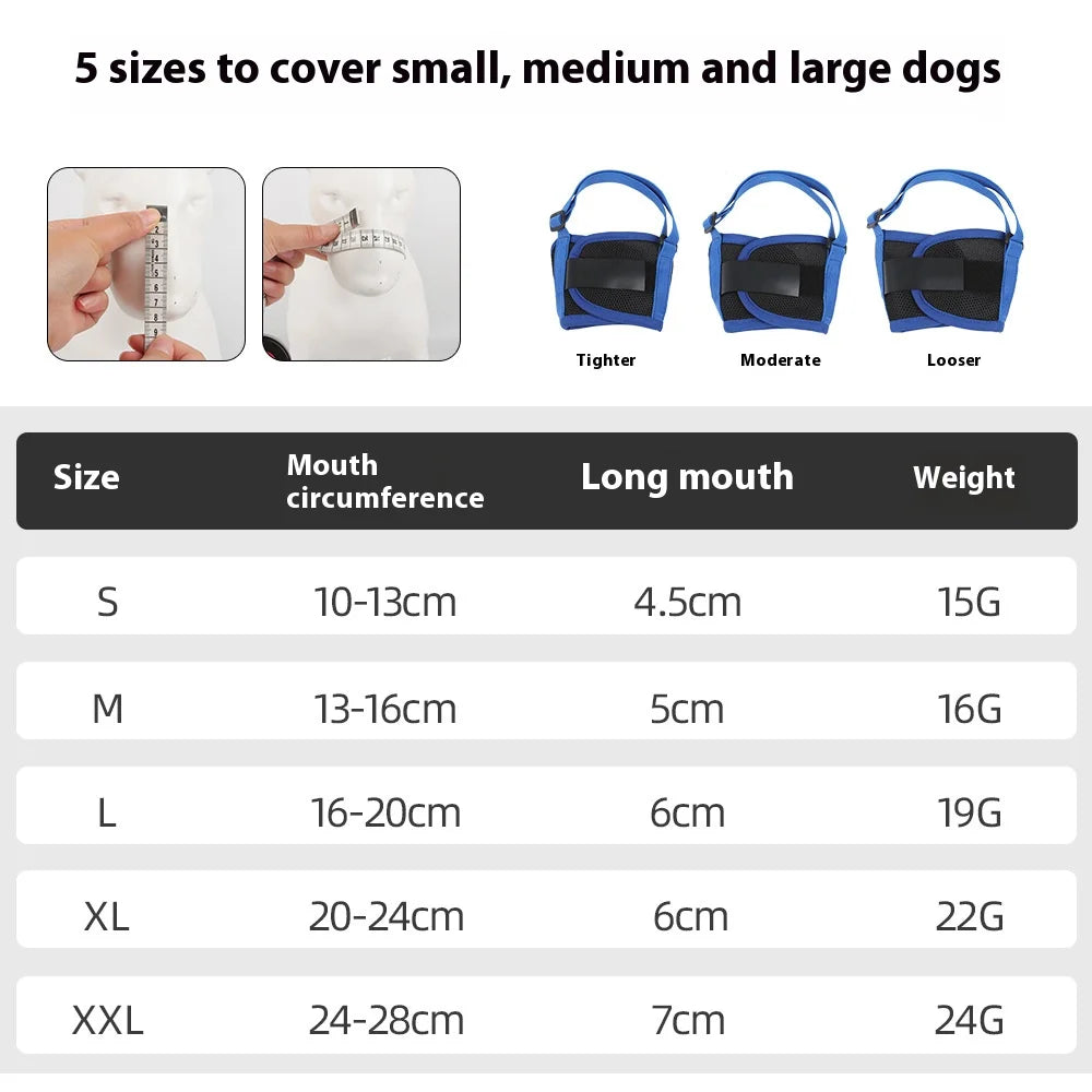 Comfortable Breathable Adjustable Dog Muzzle Anti-Bite, Anti-Eating Pet Muzzle for Small - Large Dogs, Allows Drinking
