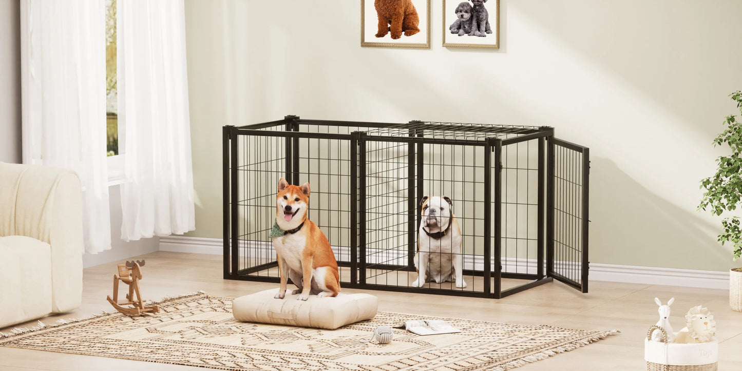 Dog Kennel for Small & Medium Dogs, with Top, Black, 47.2"L x 22"W x 24"H.