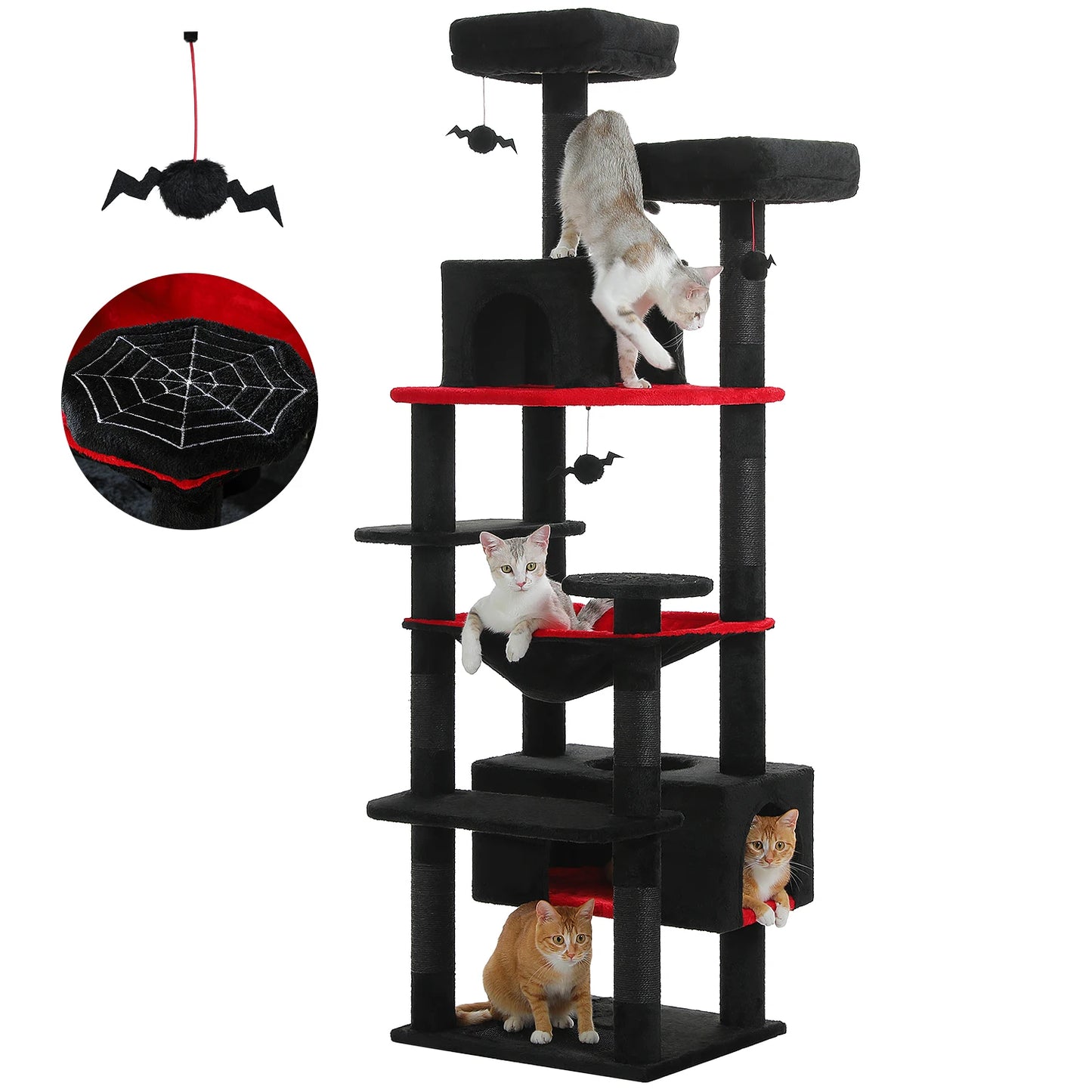 Large Cat Tree and Tower for Indoor Cats With Sisal-Covered Scratching Posts Spacious Hammock Padded Perches and Condos
