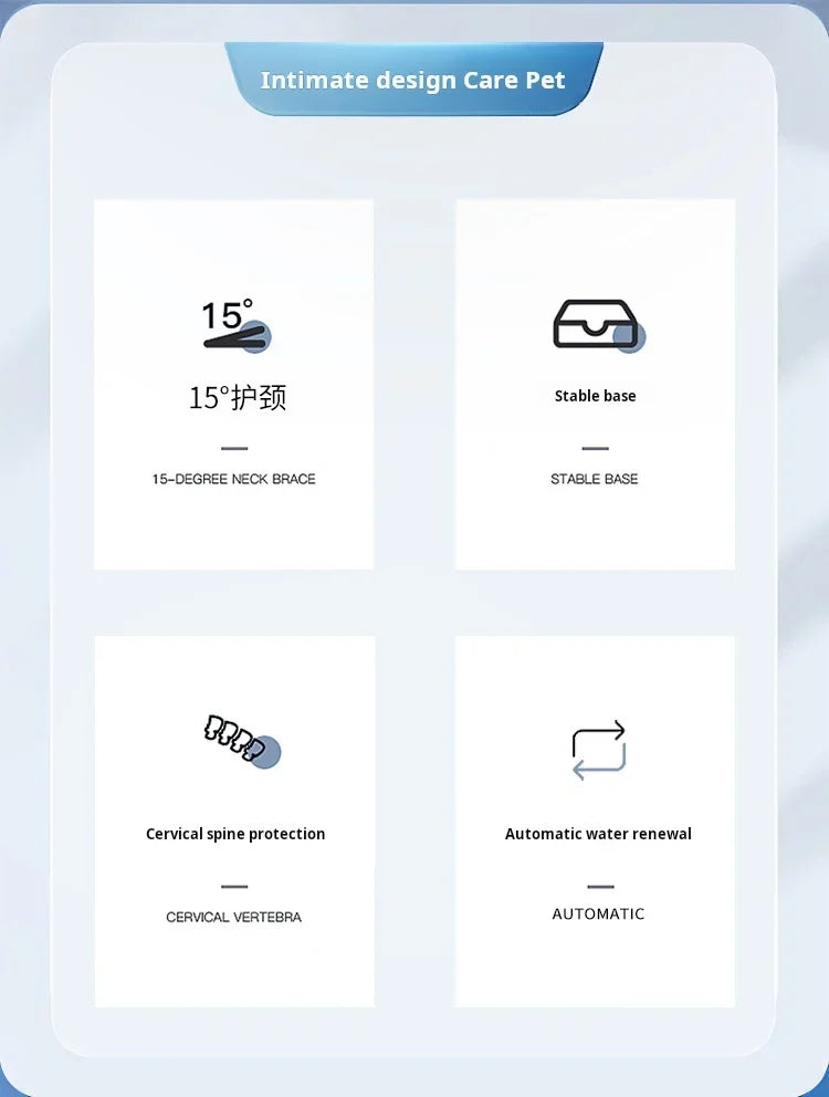 Pet Bowls With Water Feeder, 3 In 1 Ear Design Tilted Cat Water And Food Bowl Set With Gravity Water Bottle