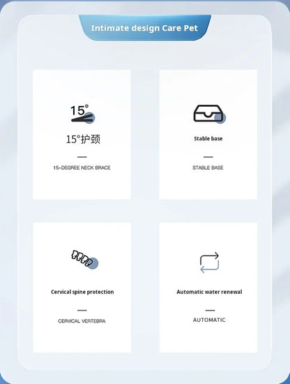 Pet Bowls With Water Feeder, 3 In 1 Ear Design Tilted Cat Water And Food Bowl Set With Gravity Water Bottle