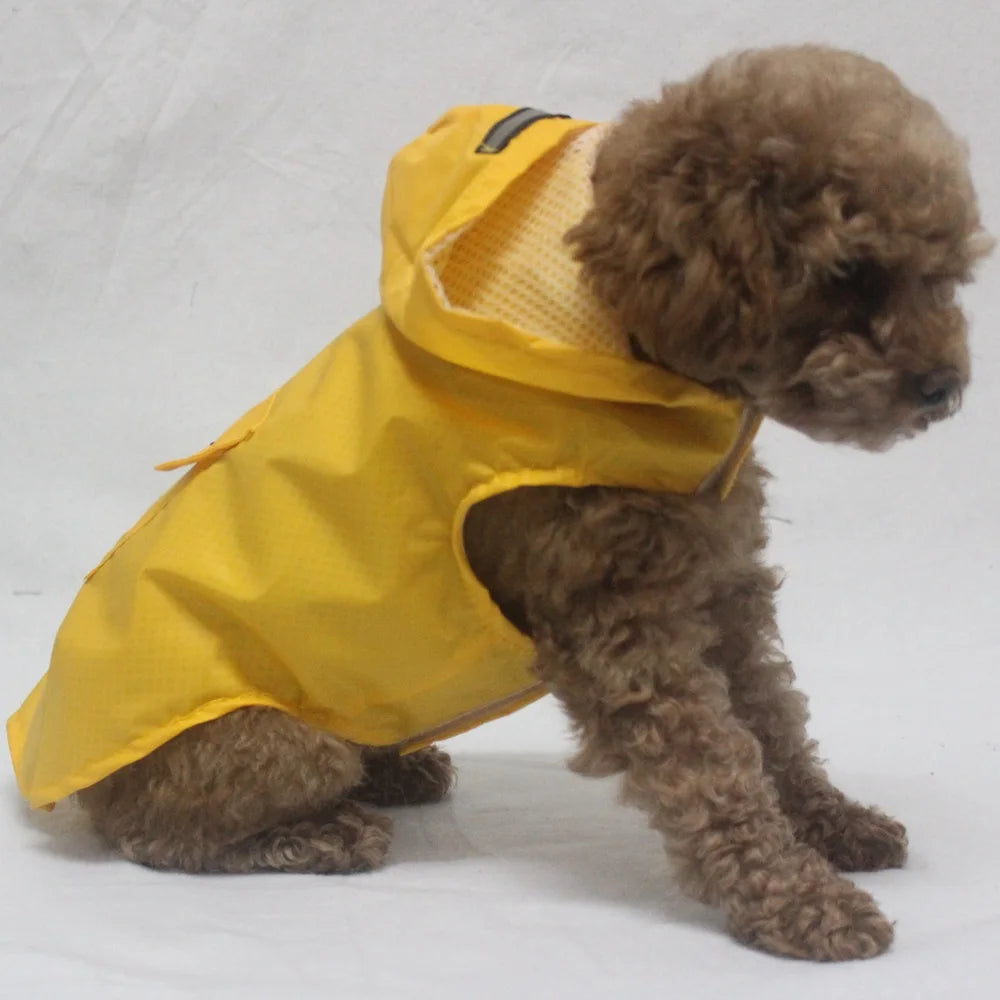 Dog Raincoat Waterproof Hoodie Jacket Rain Poncho Pet Rainwear with Reflective Stripe Outdoor Dogs