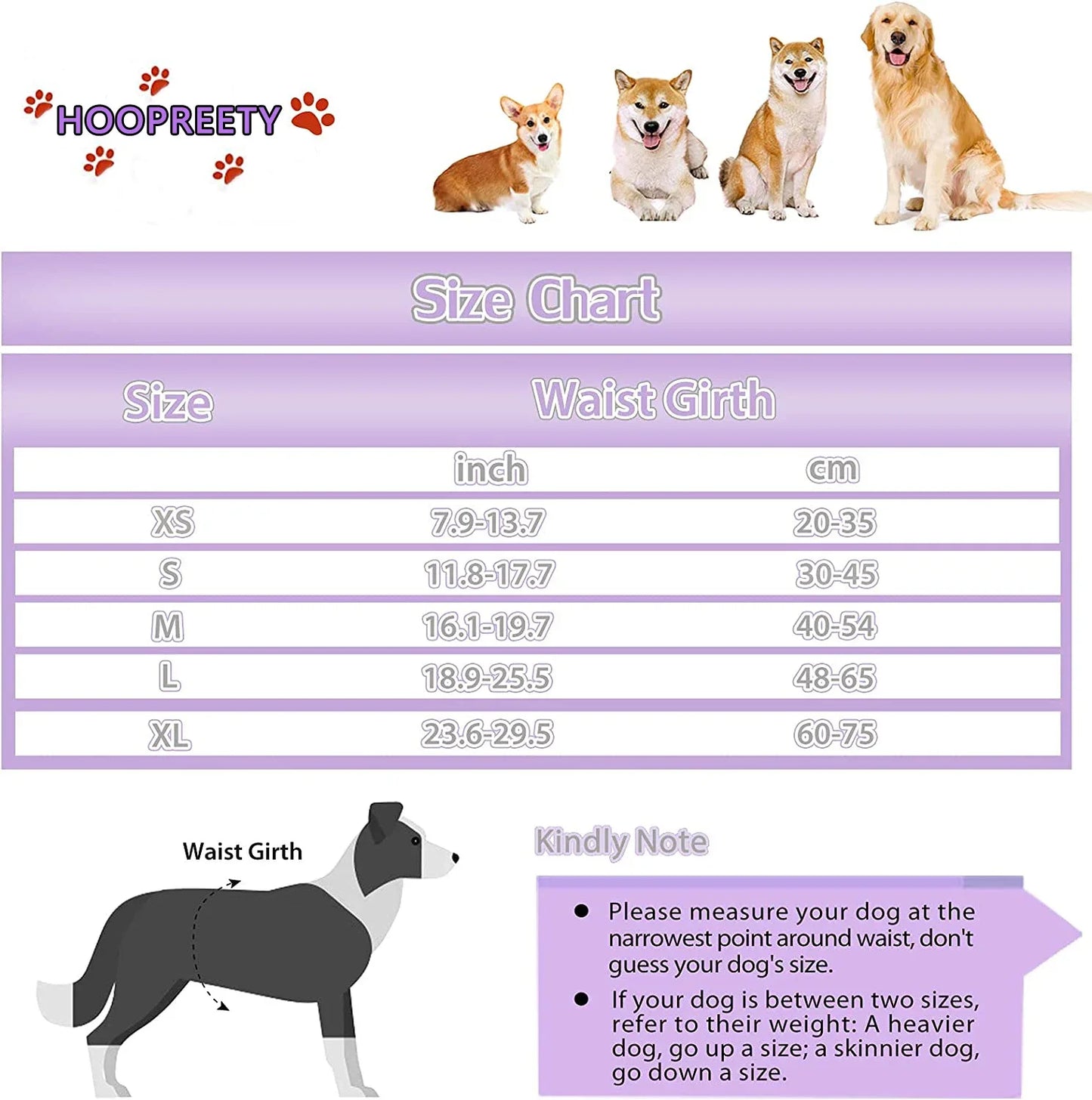 Reusable Female Dog Diapers, High Absorbent Pet Panties for Small - Large Female Dogs