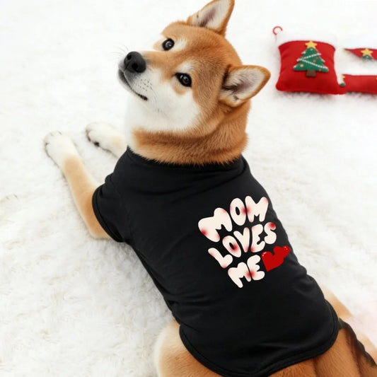 1pc   MOM LOVES ME printed pet  T-shirt, short sleeved, Dogs & Cats