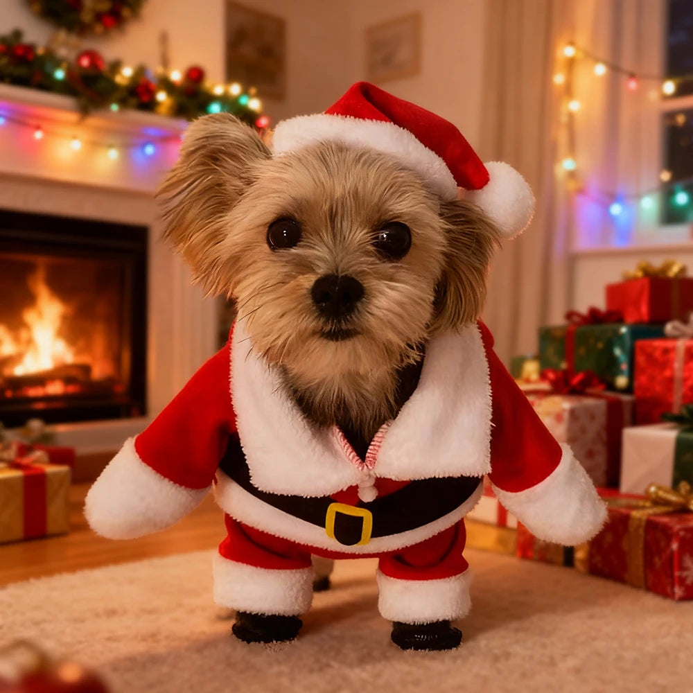 Cute Dog Santa Claus Outfit Christmas Costume for Small Dogs & Cats