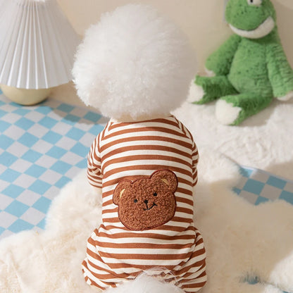 Pet Dog Clothes Striped Smile Print Jumpsuits, Pajamas