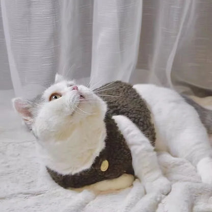 Cat clothes, warm lamb wool vest, autumn and winter pet winter clothes