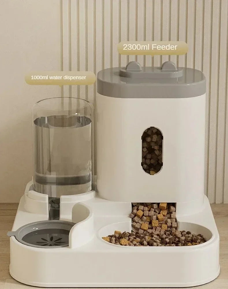 Automatic Feeder Dog & Cat Food Bowl With Water Fountain, Large Capacity Pet Food Storage Dispenser