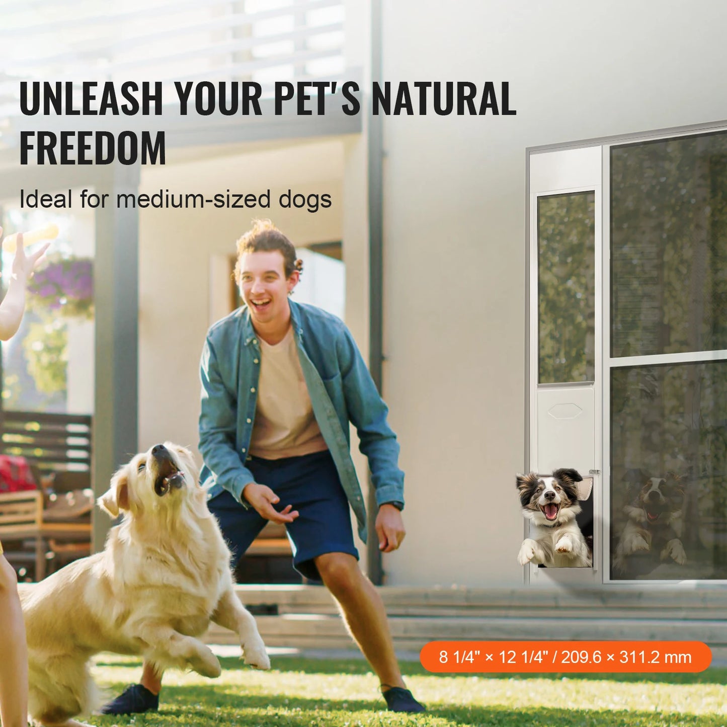 Dog Door Sliding Glass Door Adjustable Height Doggy Door Sliding Doors Aluminum Frame Tempered Glass Pet Door