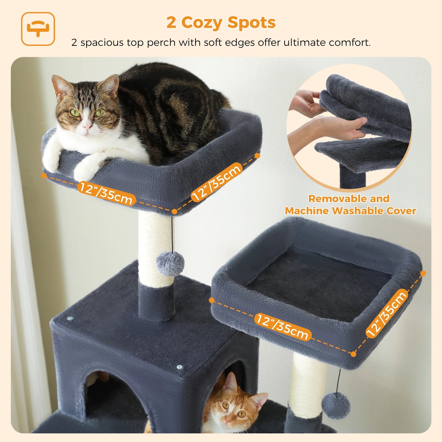 Large Cat Tree and Tower for Indoor Cats With Sisal-Covered Scratching Posts Spacious Hammock Padded Perches and Condos