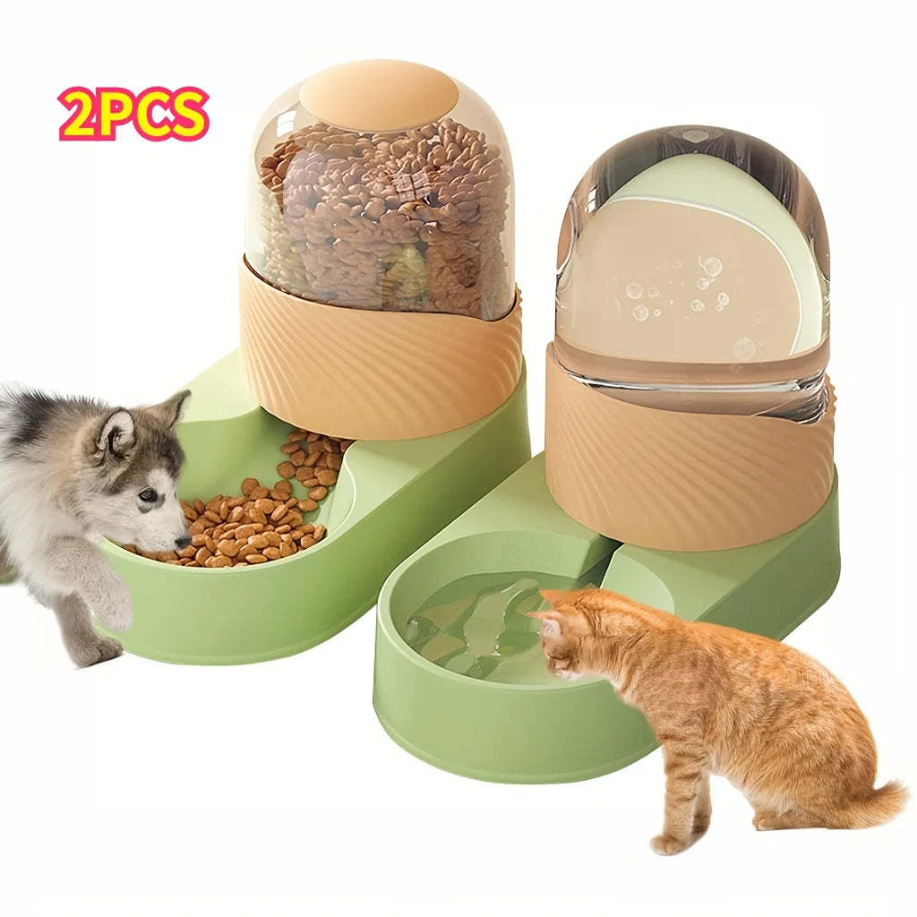 2-in-1 Automatic Cat Feeder & Water Dispenser, Anti-Slip Slow-Fall Food Bowl, Durable Easy-Clean Pet Feeder, No Battery Needed