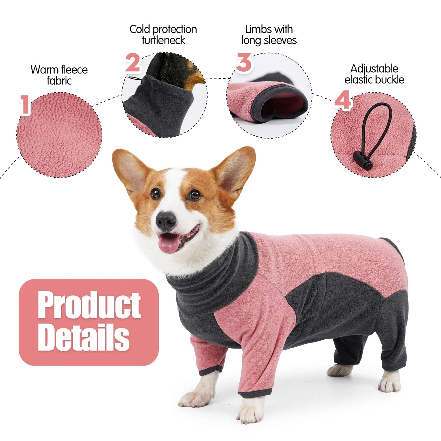 Pet Dog Clothes, Fleece Warm Sweater Clothes, Winter Coat for Small - Large Dogs