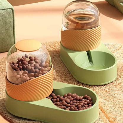 2-in-1 Automatic Cat Feeder & Water Dispenser, Anti-Slip Slow-Fall Food Bowl, Durable Easy-Clean Pet Feeder, No Battery Needed