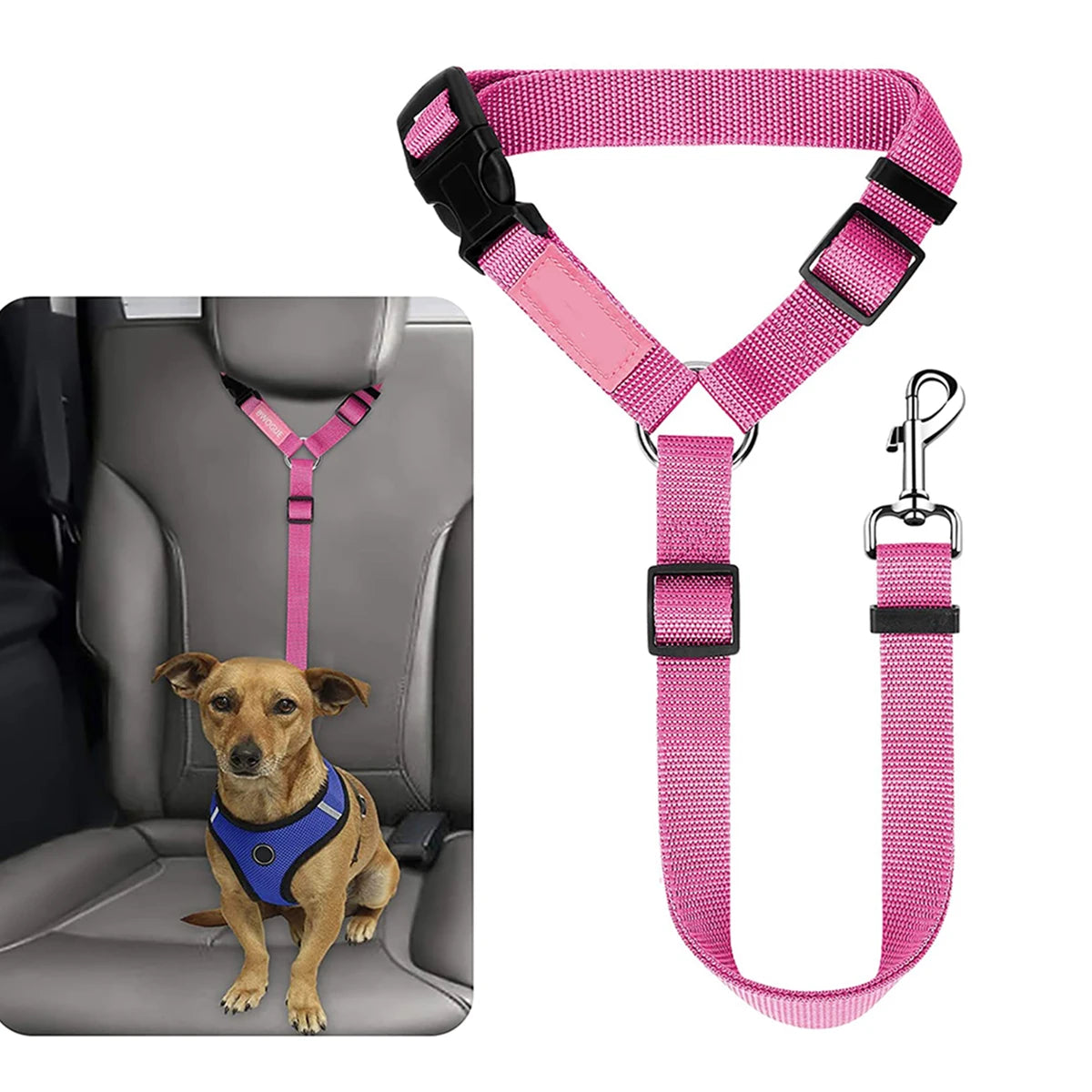 1pc Pet Dog And Cat Seat Belt, Car Headrest Restraint, Adjustable Safety Rope