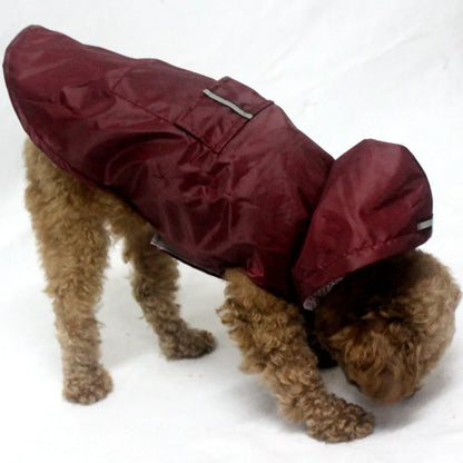 Dog Raincoat Waterproof Hoodie Jacket Rain Poncho Pet Rainwear with Reflective Stripe Outdoor Dogs