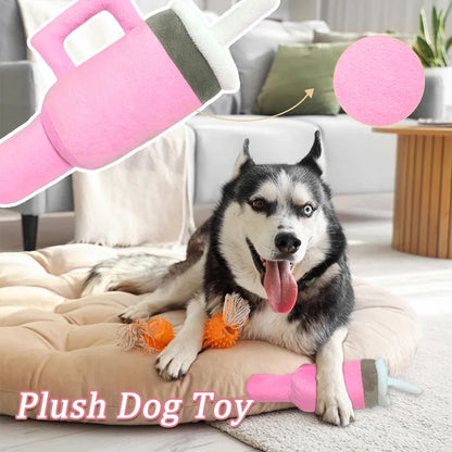 Squeaky Pink Giant Tumbler Cup Plush Pet Toy, Tear-Resistant for Dogs & Cats, Machine-Washable