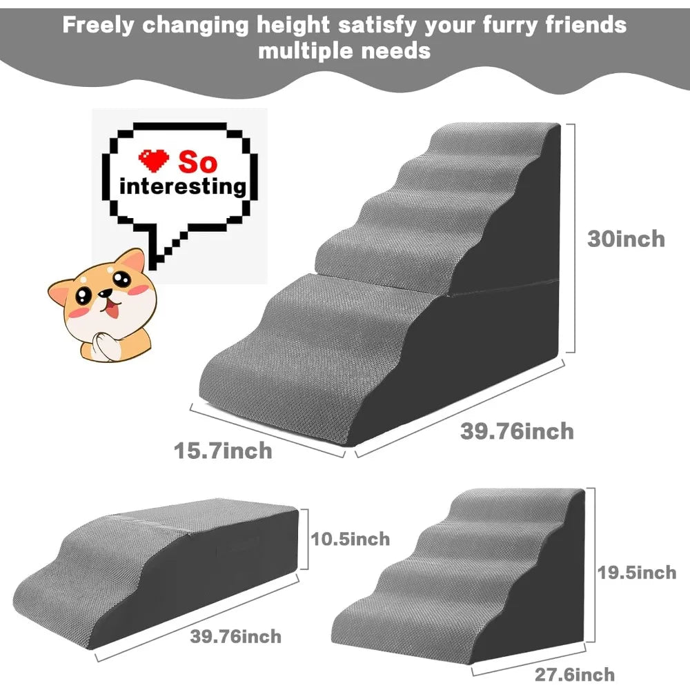 Dog Stairs for High Beds 30-36 inches Tall, 6-Step Pet Stairs/Steps for Small Large Dogs