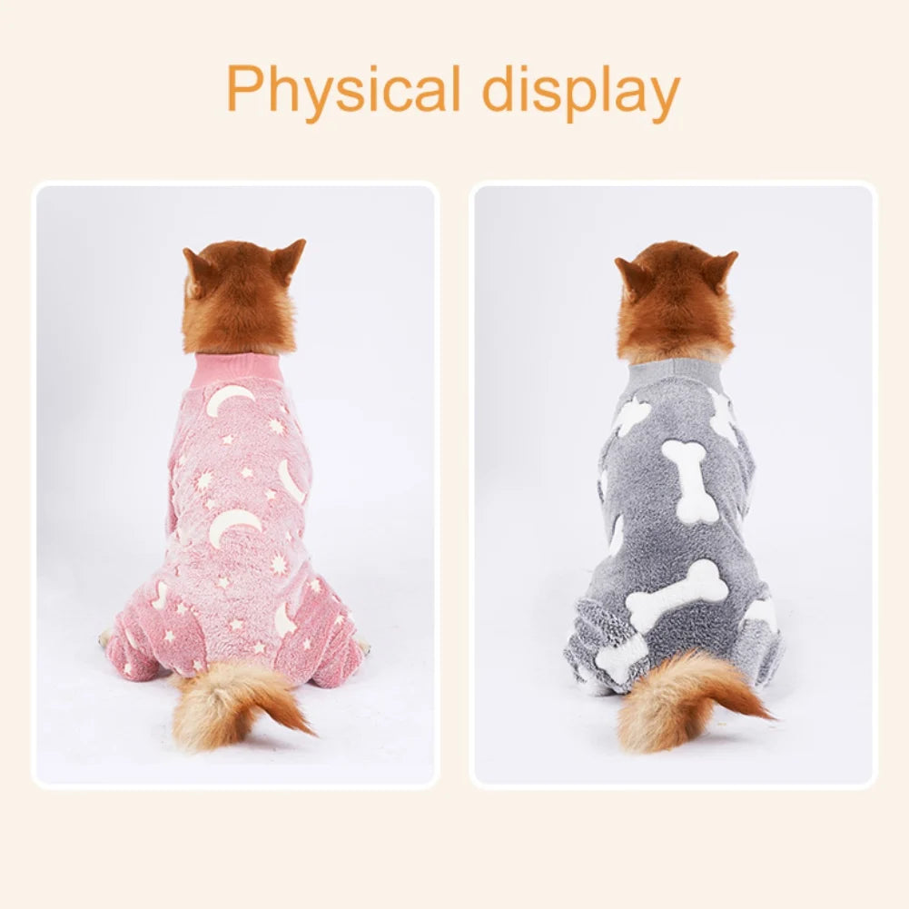 Warm Fleece Puppy Dog Pajamas Pet Overalls Costumes For Small - Large Dogs