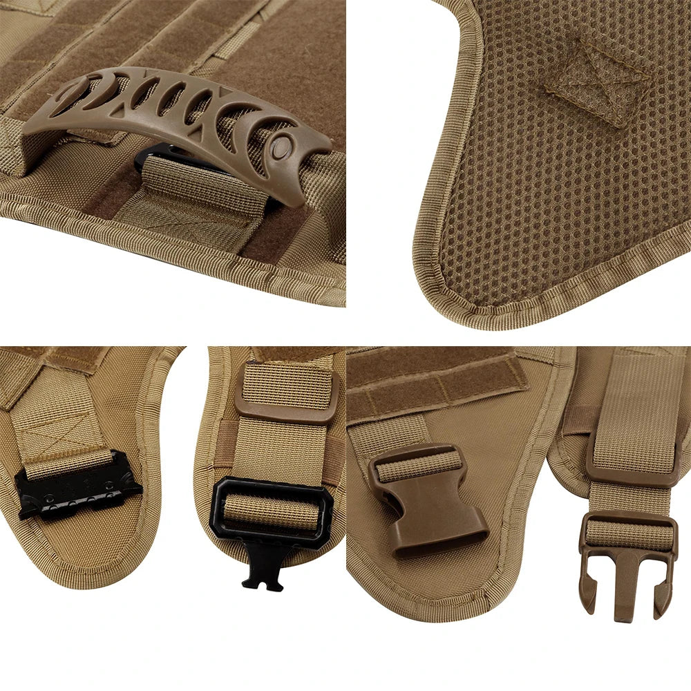 Tactical Dog Harness Collar/Harness and Leash Molle Pouches For Medium Large & Dogs