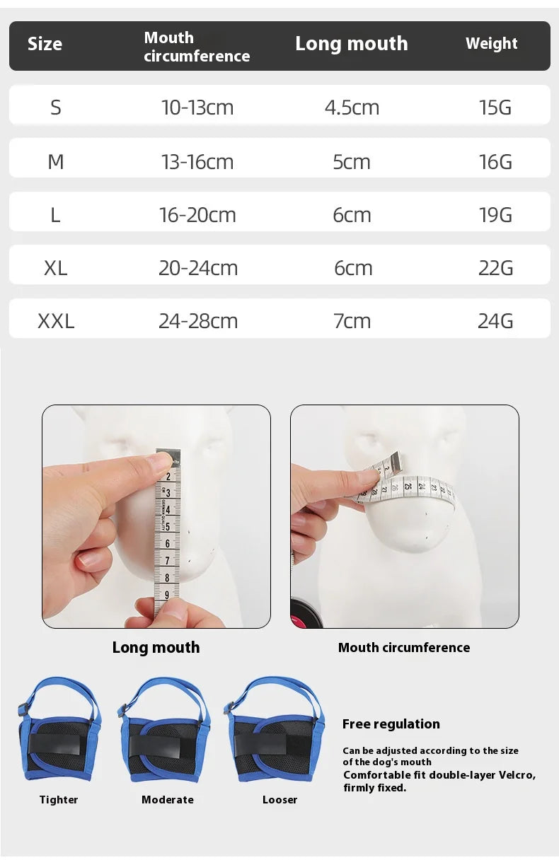 Comfortable Breathable Adjustable Dog Muzzle Anti-Bite, Anti-Eating Pet Muzzle for Small - Large Dogs, Allows Drinking