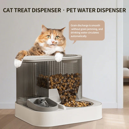 Cat Automatic Feeder with Pet Bowl, Water Dispenser Pet Food Feeder Fully Automatic