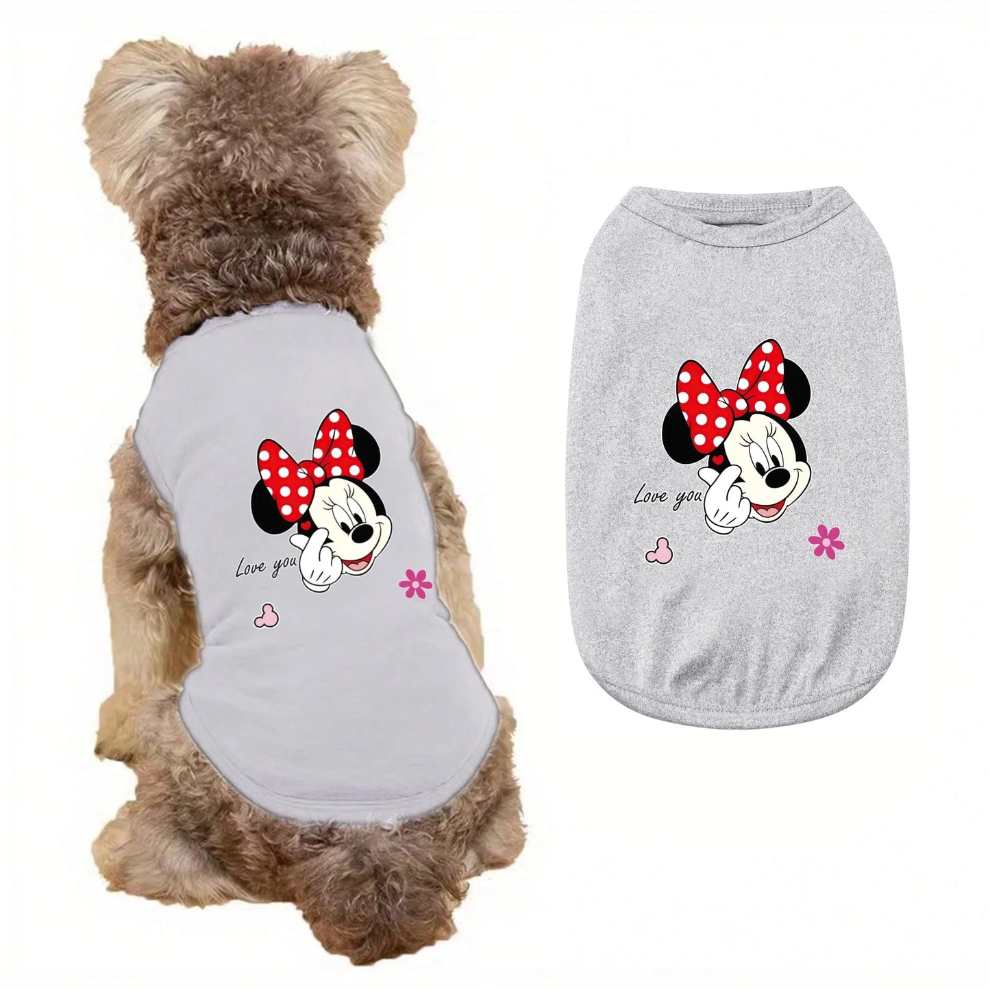 1pc Playful Minnie print pet vest, soft and breathable pet sleeveless T-shirt