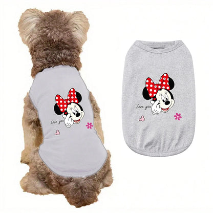 1pc Playful Minnie print pet vest, soft and breathable pet sleeveless T-shirt