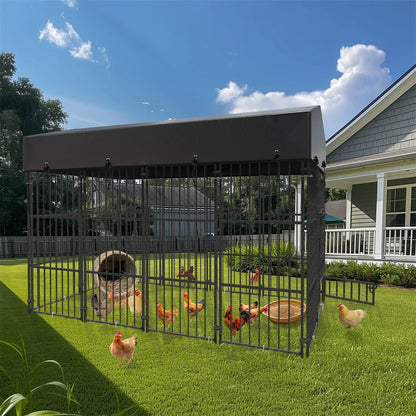 Heavy Duty Kennel, Welded Metal Playpen 64.9”, Large Animal Cage for Outdoor And Indoor Use