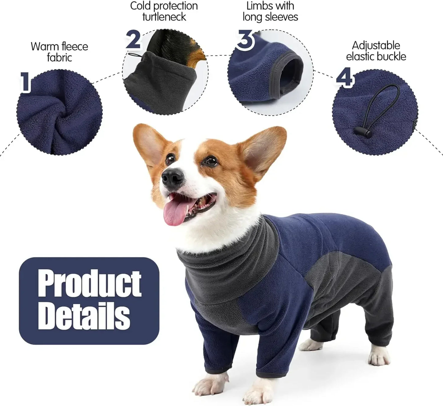Pet Dog Clothes, Fleece Warm Sweater Clothes, Winter Coat for Small - Large Dogs