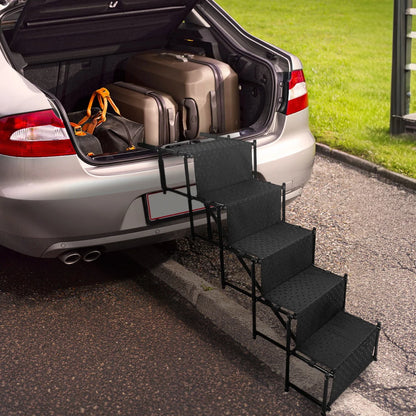 5 Steps Dog Car Ramp for Large Dog Support Up 150 Lbs Foldable Portable Dog Steps