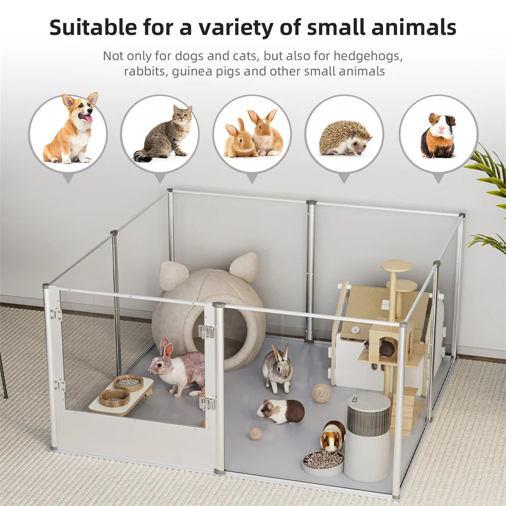 1Pc Large Acrylic Dog Playpen Cage  with Waterproof Fertility Pad